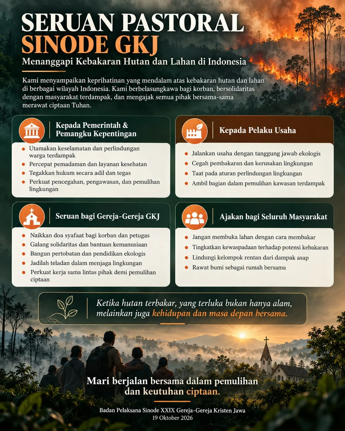 Sinode GKJ Serukan Kepedulian Bersama Menanggapi Kebakaran Hutan dan Lahan di Indonesia